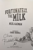 9781408841792 Fortunately The Milk (Paperback), by Neil Gaiman, Illustrated & Signed by Chris Riddell